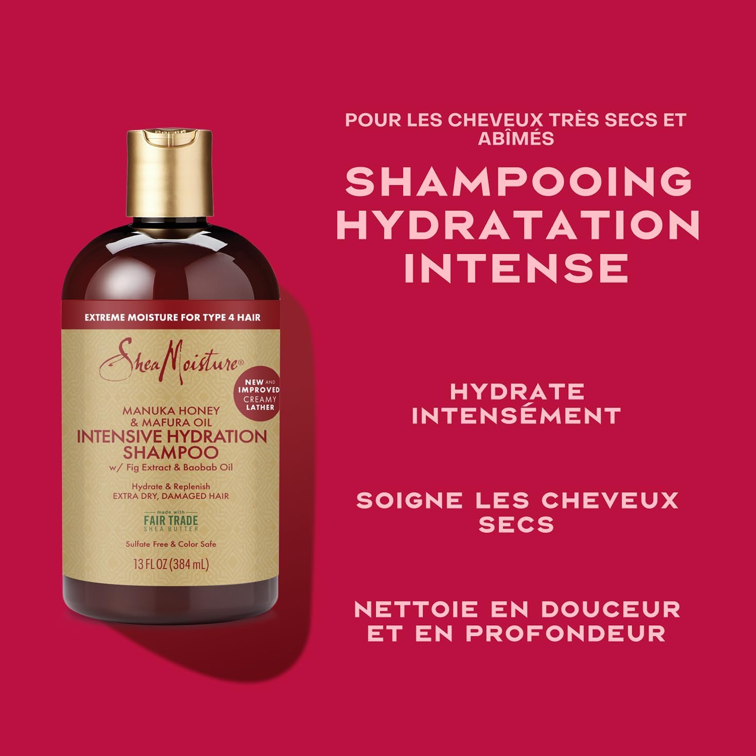 SheaMoisture - Shampooing Intensive Hydration - 2 x 384 ml - Cheveux secs et abîmés, Miel de Manuka, Huile de Mafura