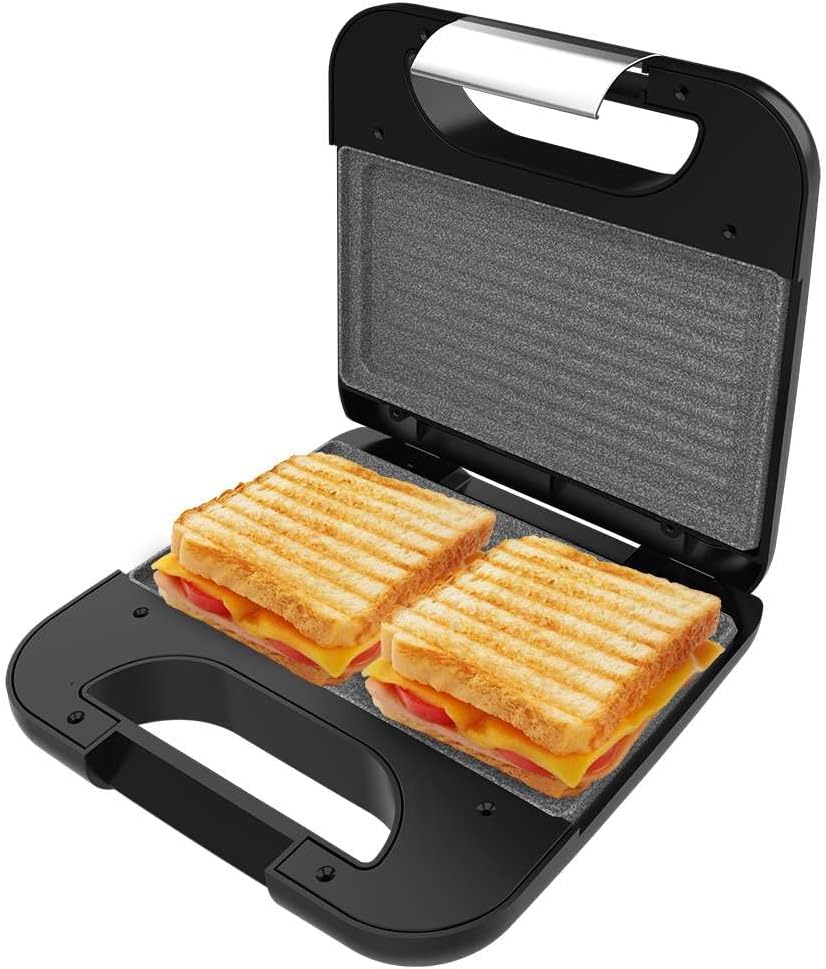 Cecotec - Rock'nToast Grill+ - 800W, revêtement pierre, inox, sans PFOA