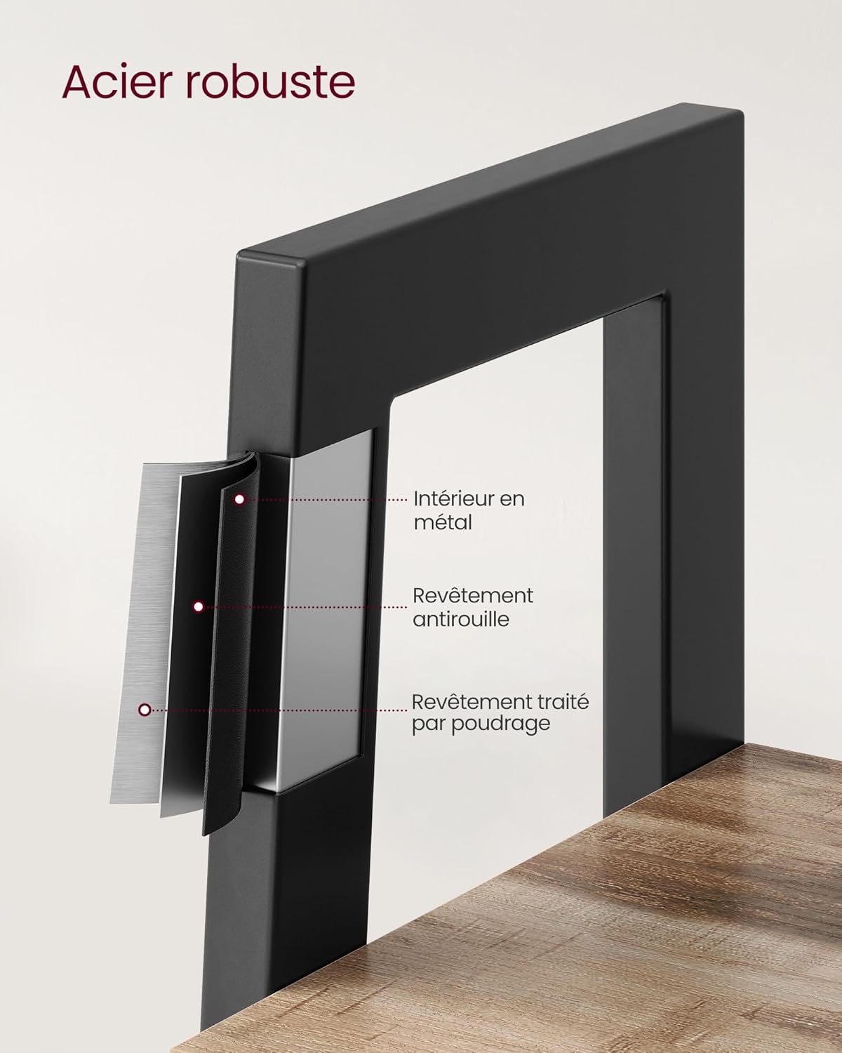 VASAGLE - meuble de rangement industriel 4 niveaux acier 59x30x125cm LLS144B50