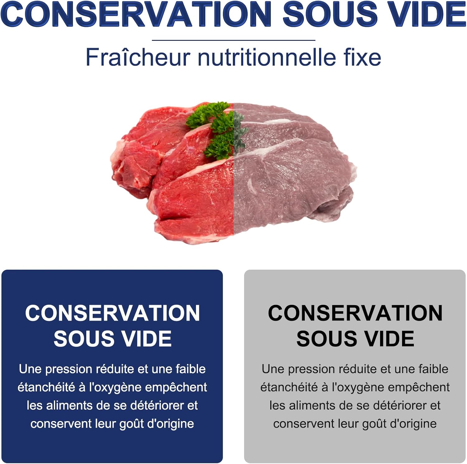 Machine sous vide alimentaire - 5 en 1 - 50 sacs inclus - mode humide/sec, multifonction