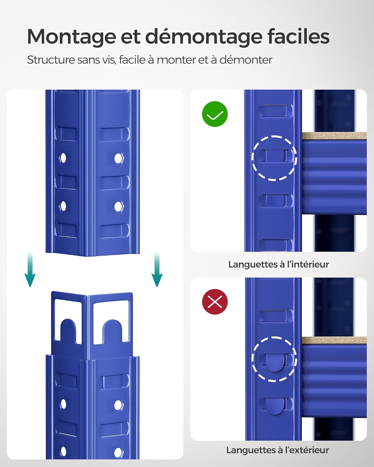 SONGMICS - étagère industrielle 60x120x200 cm, 5 niveaux, 750 kg, GLR060Q02