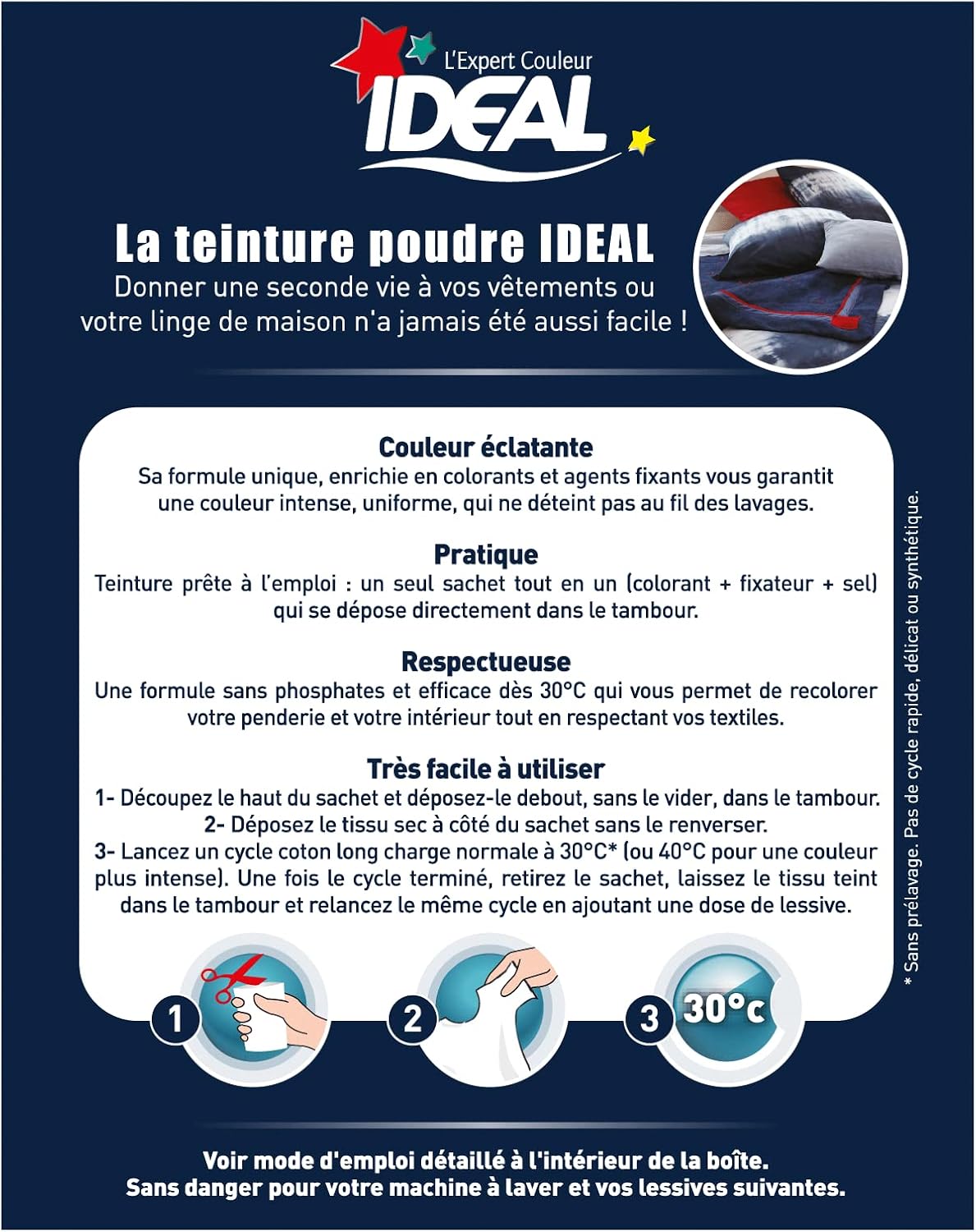 Ideal - teinture textile tout-en-un - 350g - bleu marine