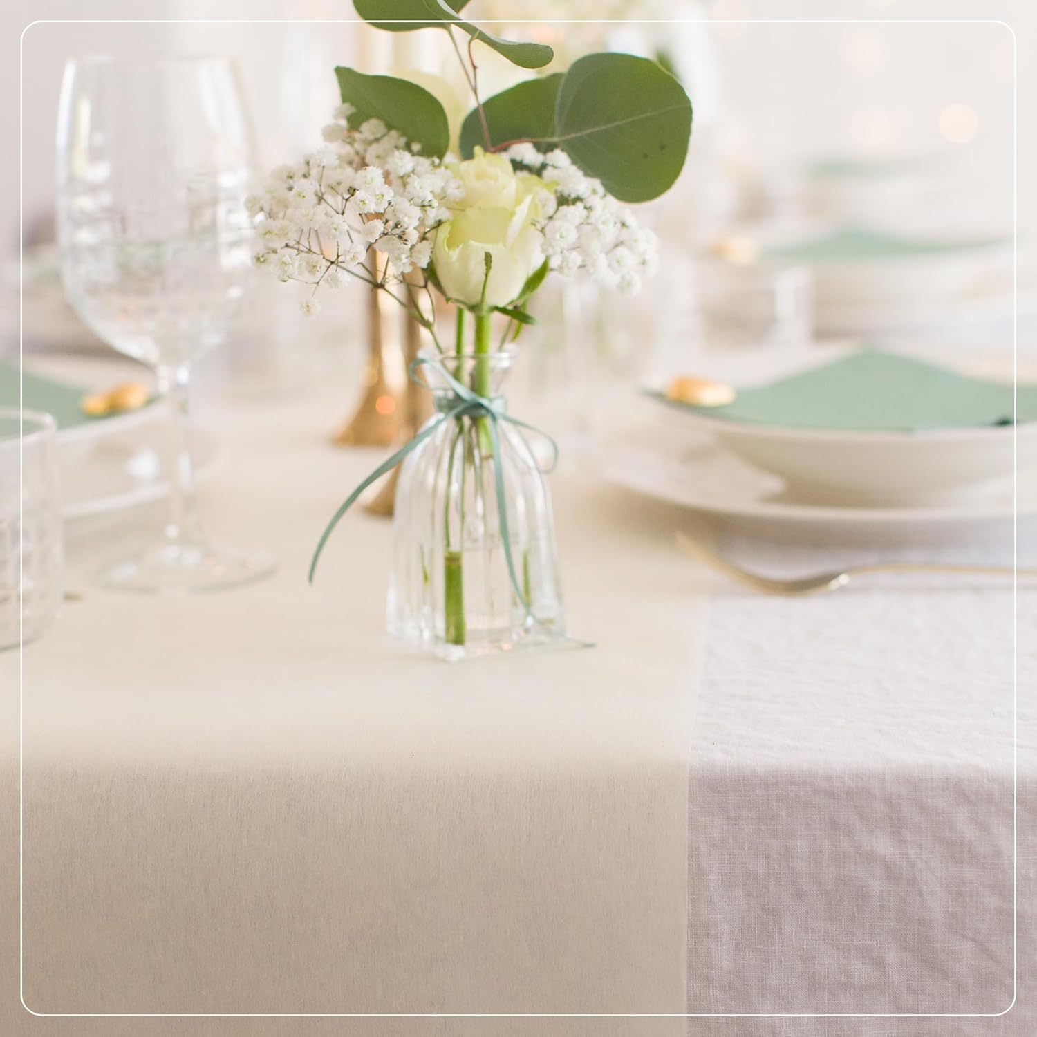 100%Mosel - Chemin de table vanille, 30x250cm, non tissé, élégant