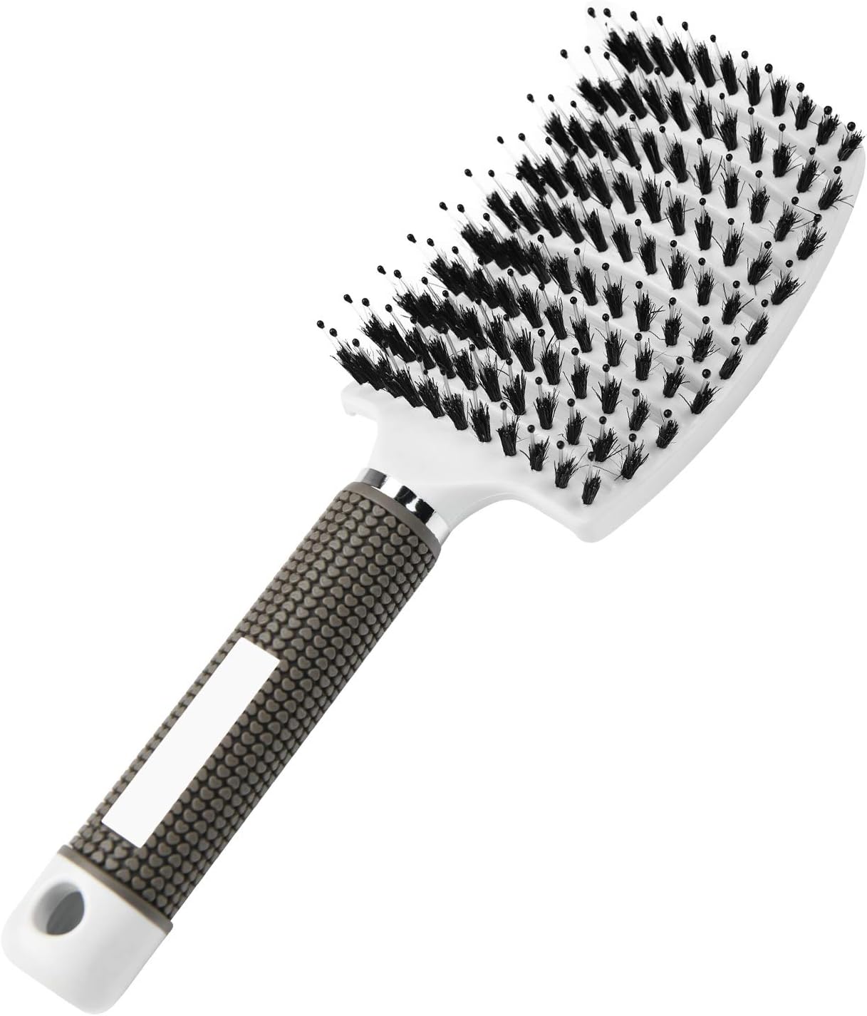 URAQT - Brosse à cheveux incurvée - démêlante, poils sanglier, blanche