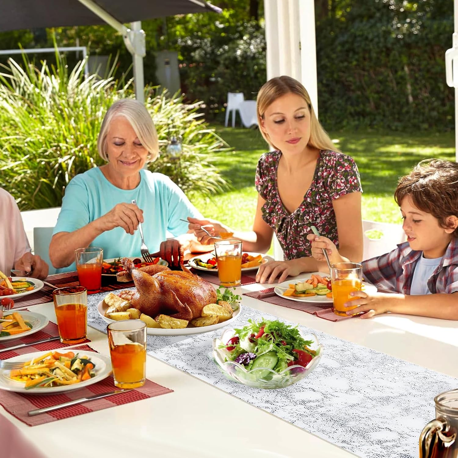 Chemin de table - filet argenté, polyester, 29x1000cm, déco fête