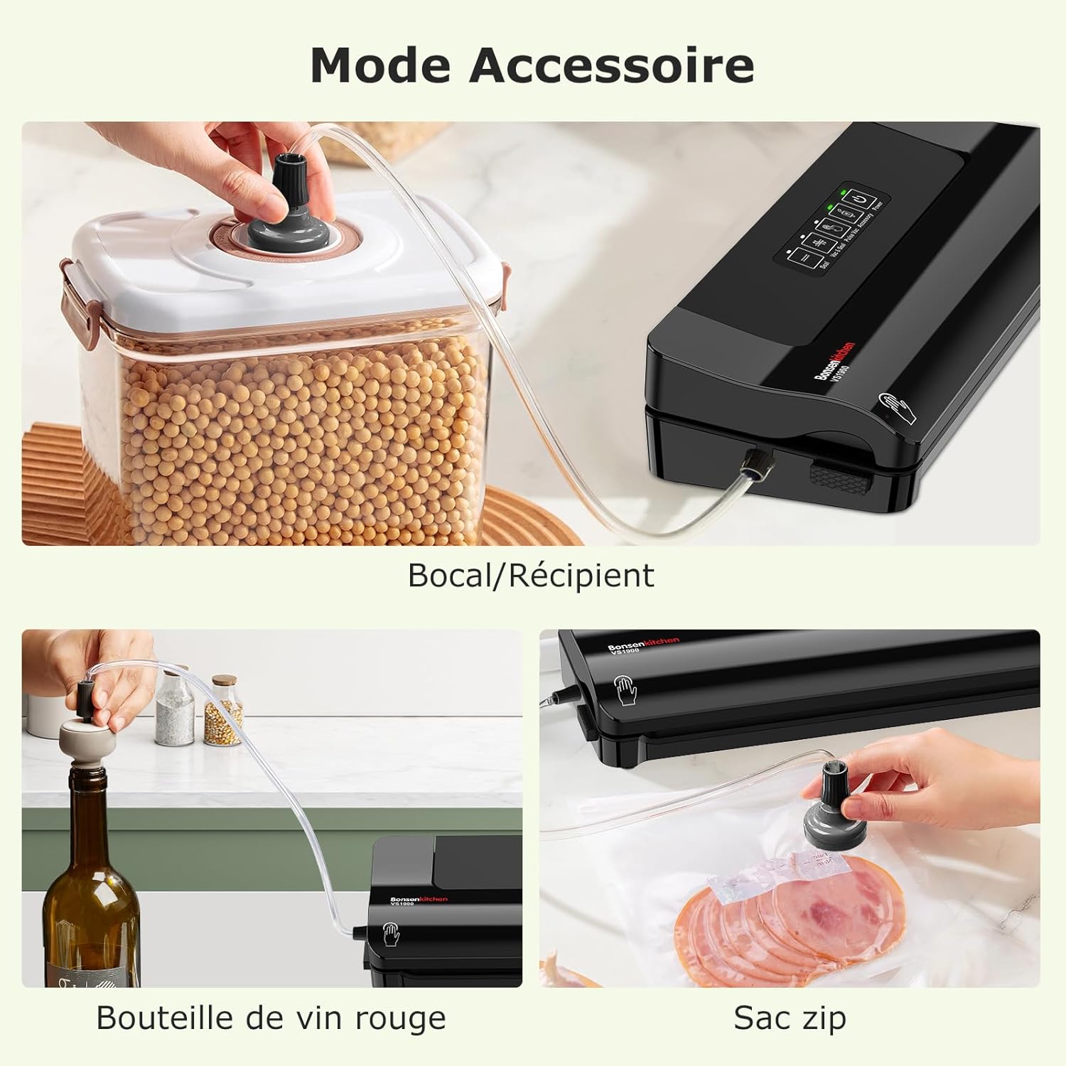 Bonsenkitchen - machine sous vide compacte - multifonction, sacs inclus