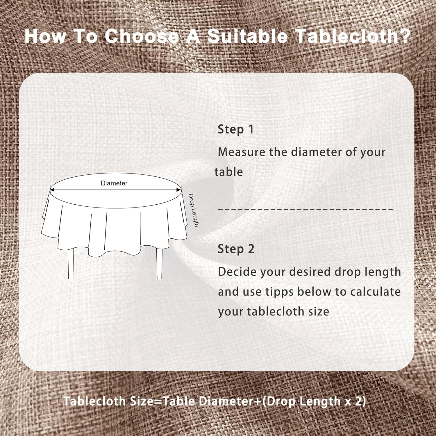 DWCN - Nappe ronde lavable effet lin, 140 cm, extérieure, résistante, DWCN