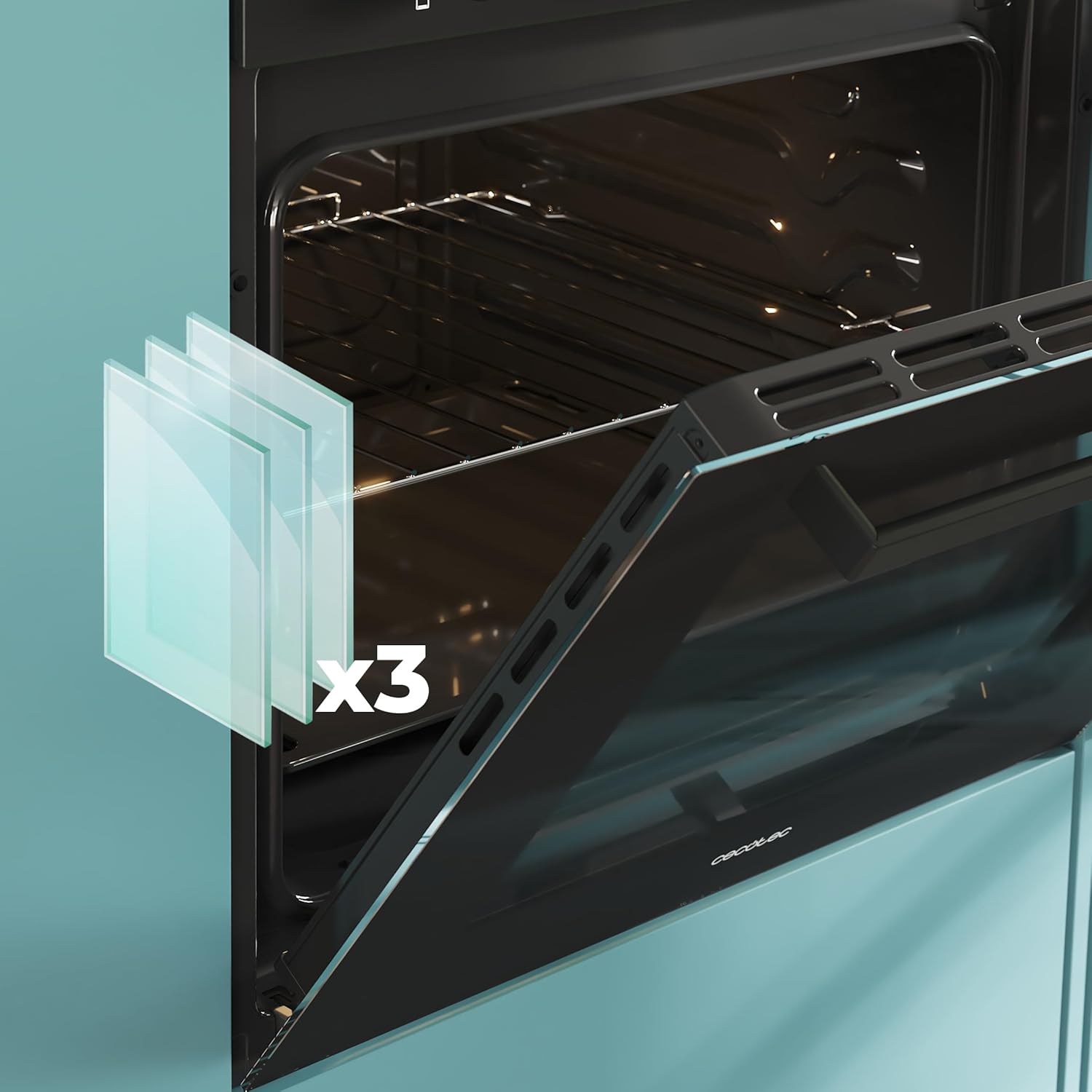 Cecotec - Bolero Hexa Glass Black - 77L, 2800W, vapeur, minuterie, C136000