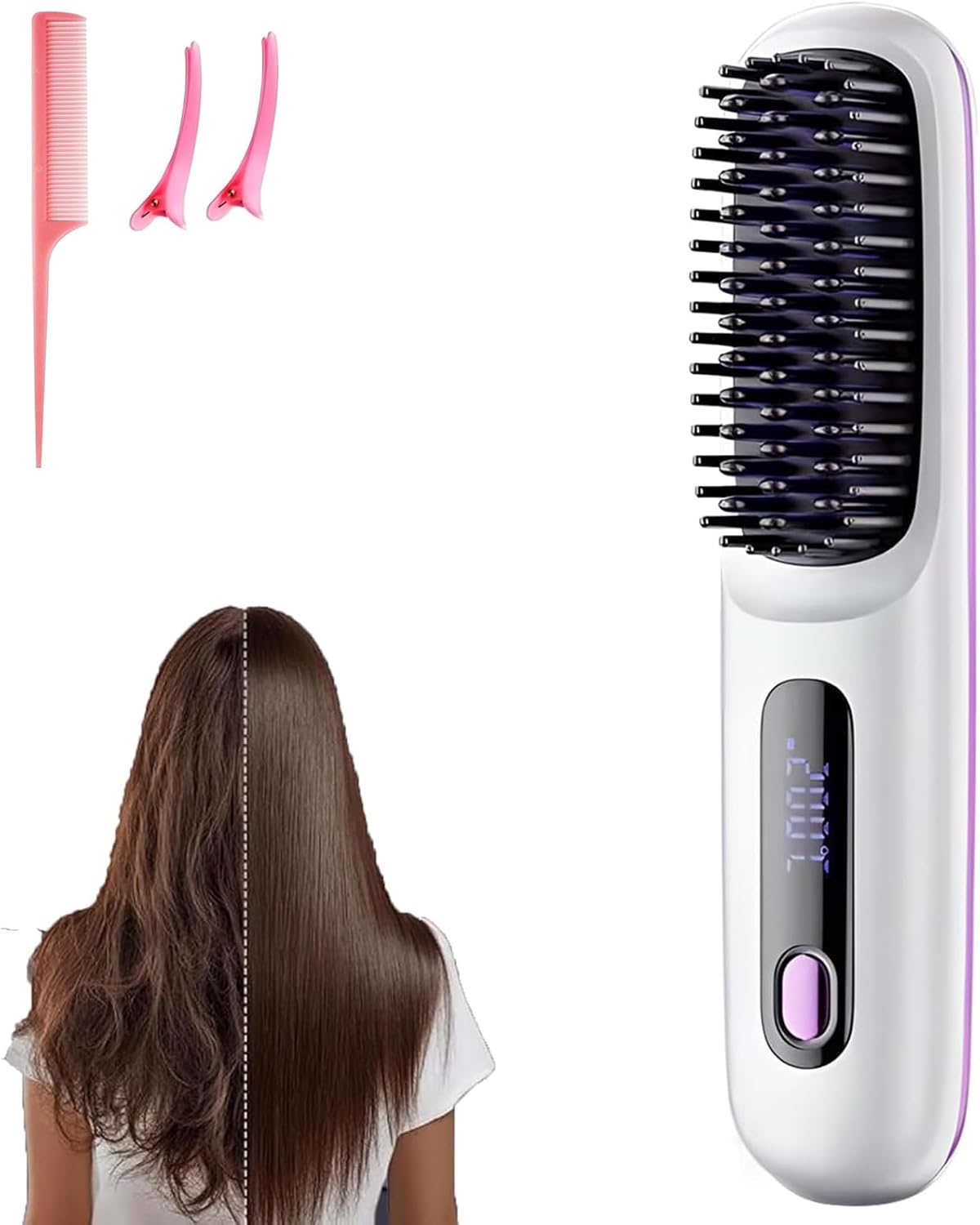 Go Brush Pro - Mini brosse lissante sans fil, LCD, 2000mAh, WH