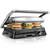 Aigostar Gril viande et panini multifonction, 2000W, Appareil paninis，Plaques antiadhésives et ou...