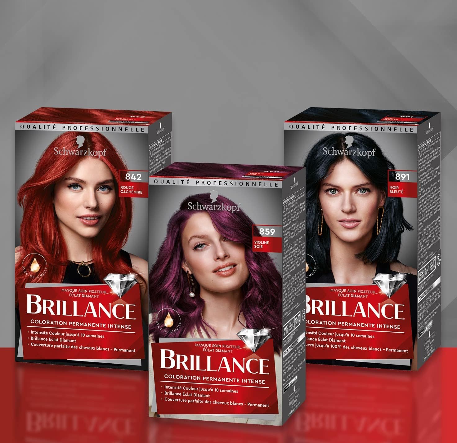 Schwarzkopf - Brillance Coloration Permanente - Eclat Diamant, couvrance cheveux blancs, soin couleur - 891