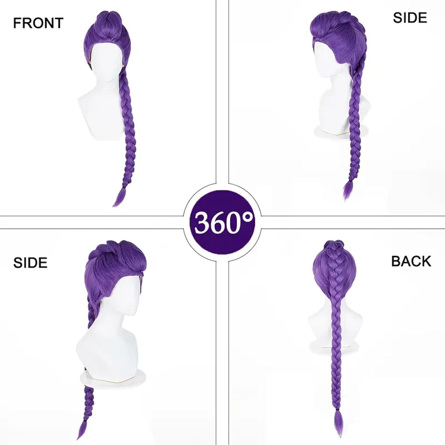 Perruque Cosplay Animé Enfant - violette tressée - accessoires cheveux pour Halloween, Comic Con, carnaval