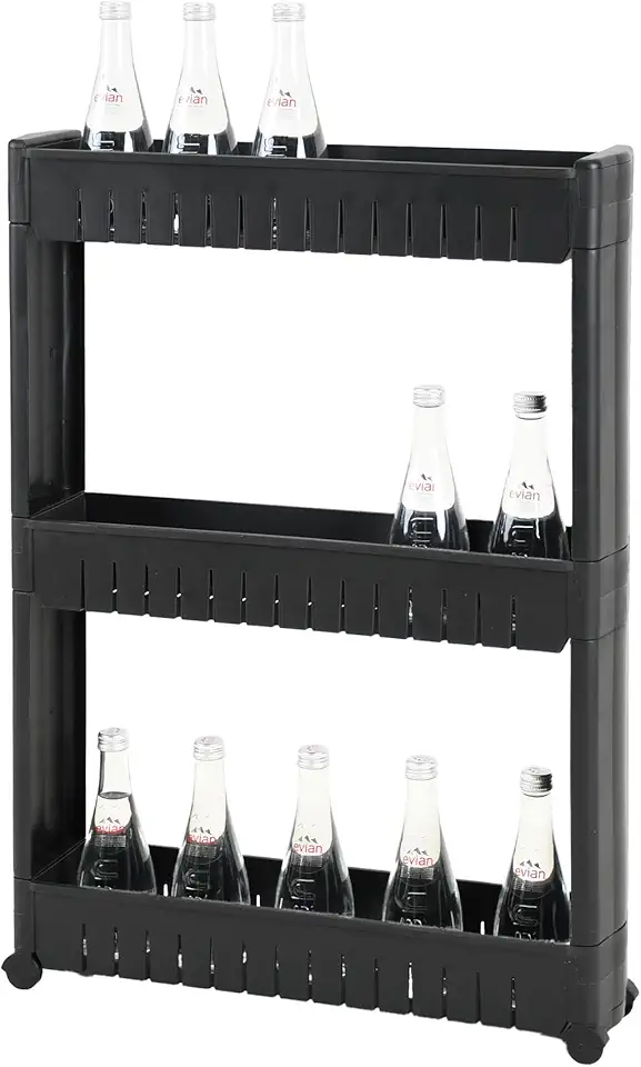 Amig - Böken - 54x12x78 cm - Chariot 3 niveaux, roulettes, noir