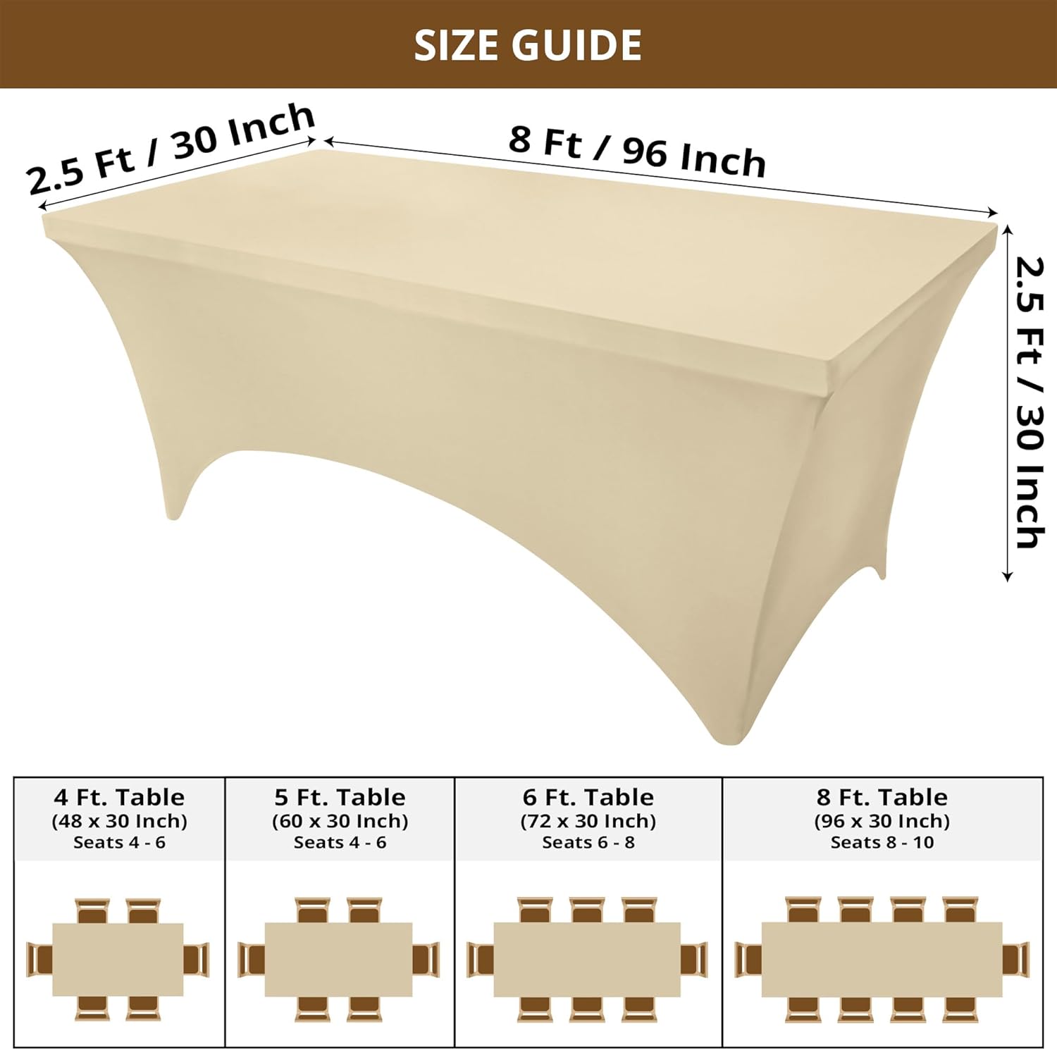 Utopia Kitchen - nappe extensible - 244 cm - polyester spandex, lavable, lot de 2