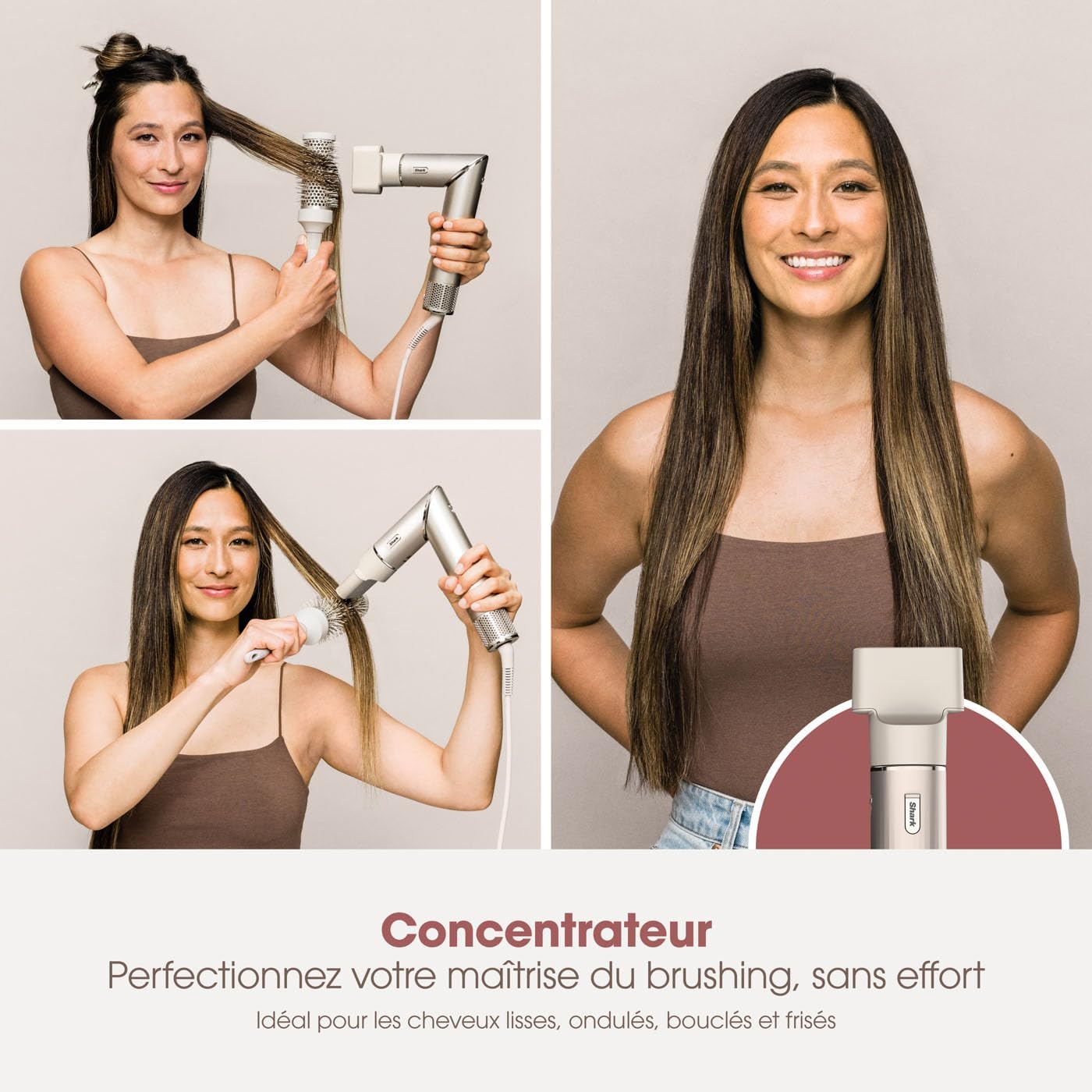 Shark - Styler à air chaud multi-styles - coiffage sans chaleur, brosses, boucleurs, concentrateur, tous cheveux