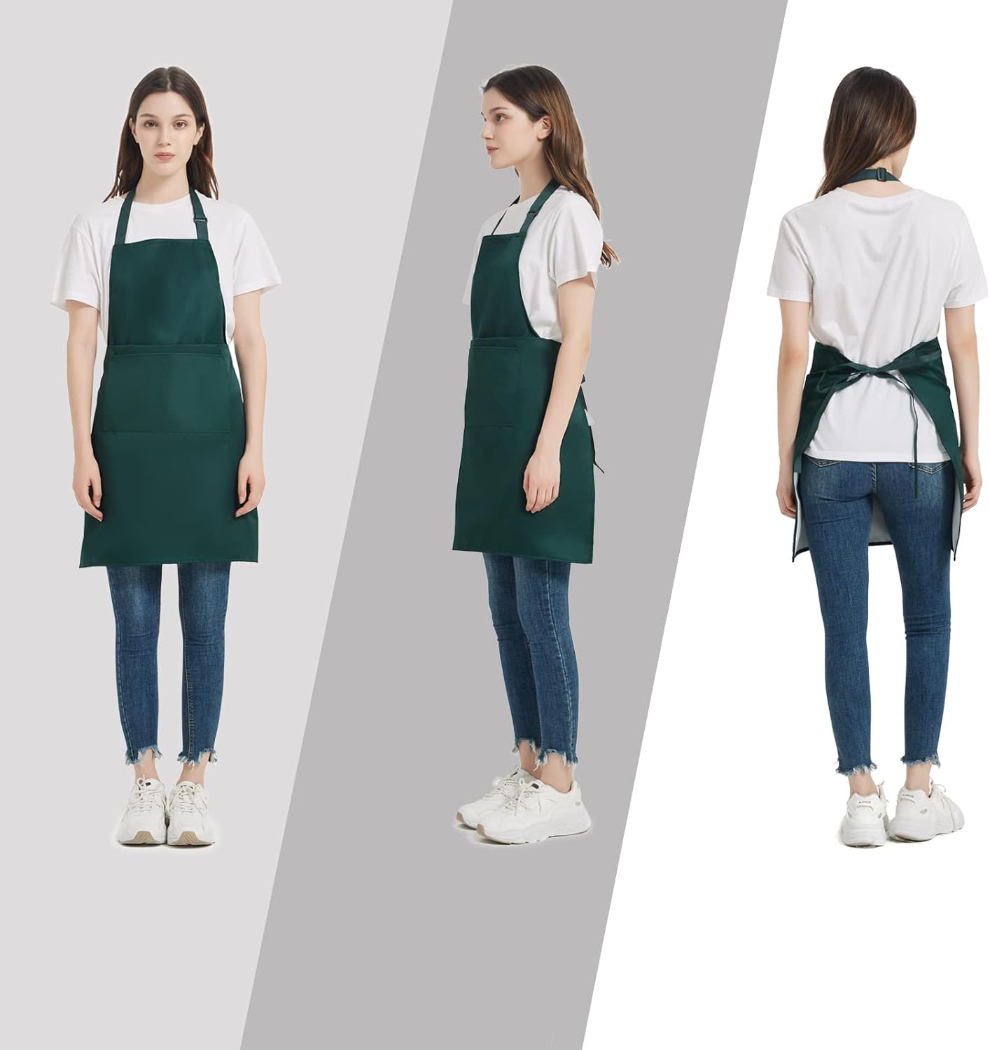 atopo - tablier chef pack 4 - taille réglable - 2 poches, étanche, vert