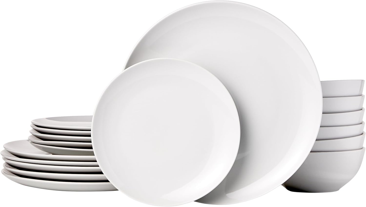 maxy-dealz Basics - service de table 18 pièces - porcelaine blanche - pour 6 personnes