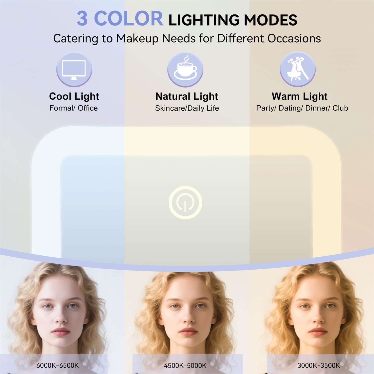 Auxmir - Miroir grossissant 20X - diamètre 15 cm - 40 LED, 3 modes, ventouse 360°, 2000mAh rechargeable