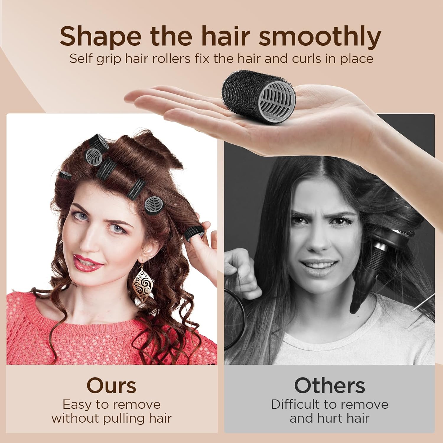 Romon - Bigoudis cheveux set 31 pcs, 3 tailles, pinces, peigne