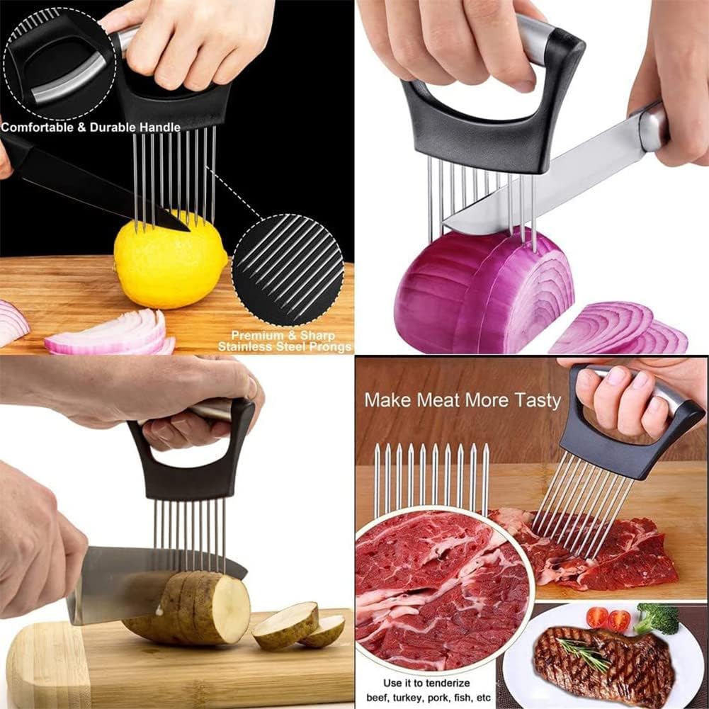 Fourchette à oignon - inox - trancheuse, couteau, ustensile multifonction