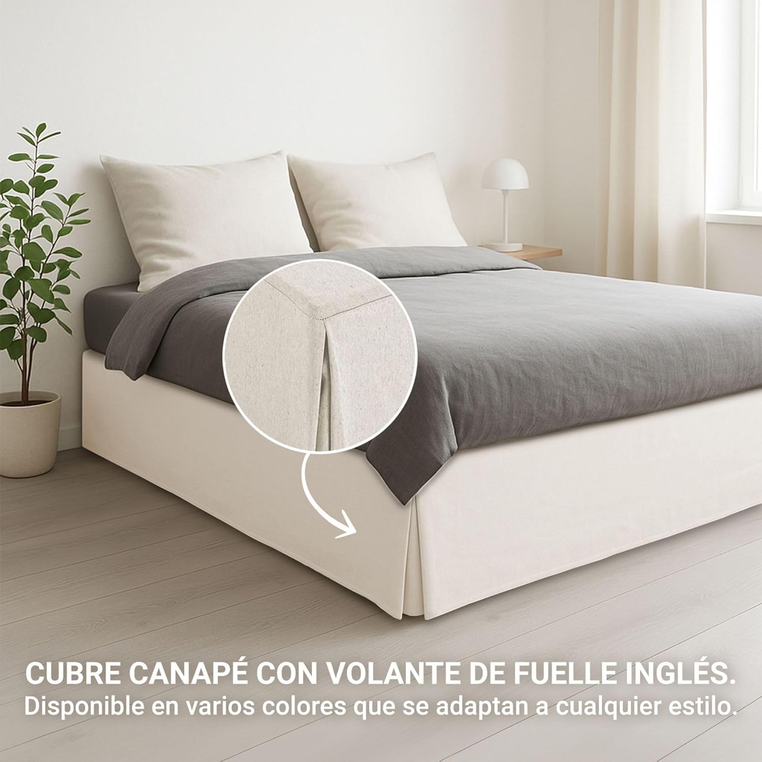 Housse de canapé - Taille jupon 80x190/200 cm - ivoire, antidérapante, respirante, fabrication Espagne