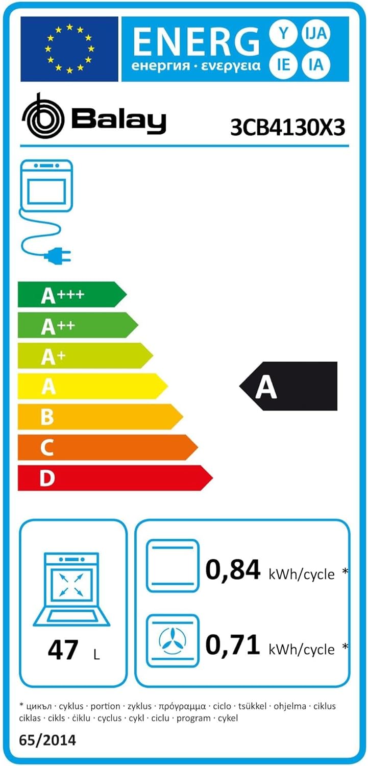 Balay - Four compact série 3 - 45 cm - multifonction, aqualyse, verre noir - 3CB4130X3