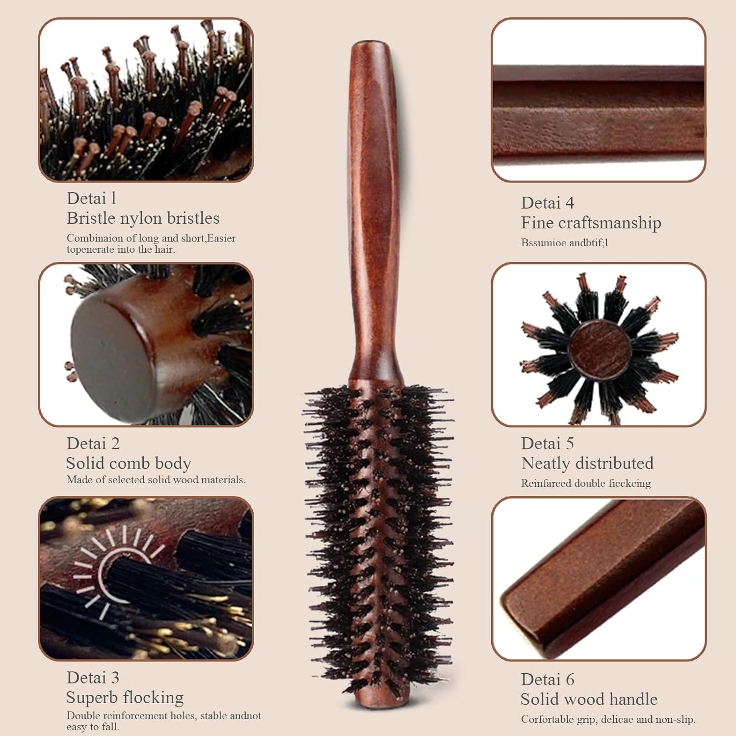 Brosse ronde - poils de sanglier - coiffage et séchage efficaces