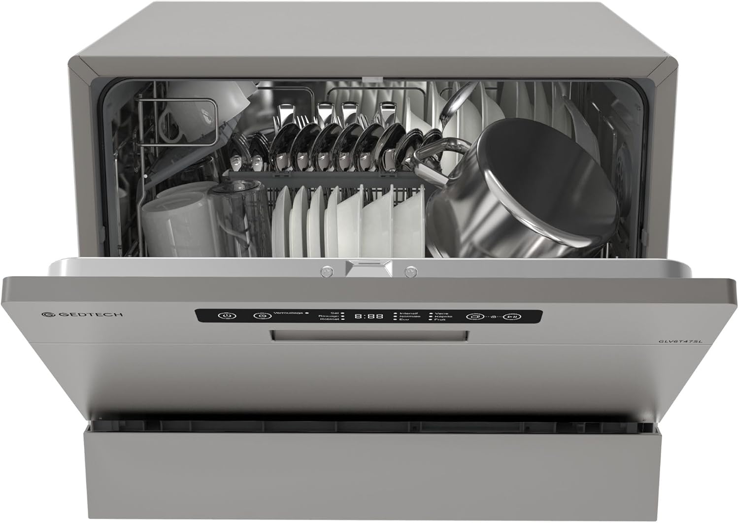 GEDTECH - Lave-vaisselle compact 6 couverts, 47 dB, départ différé, GLV6T47SL