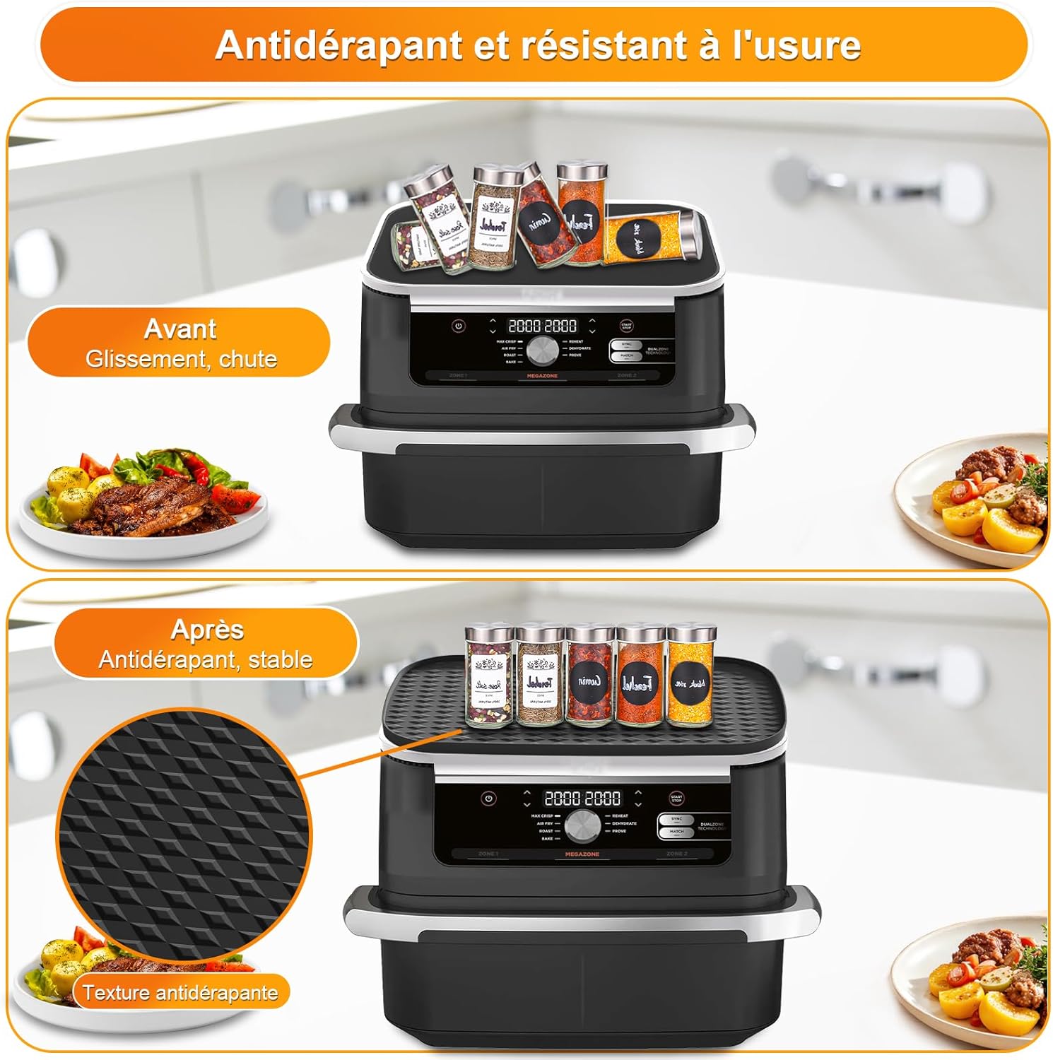 Silicone Tapis Air Fryer - accessoire réutilisable - 10.4L - compatible Ninja Foodi Flexdrawer - AF500EU