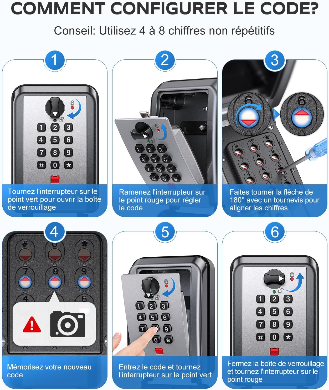 Mohard - Boite à Clefs Murale - grande capacité, code 12 chiffres, sécurisée, résistante intempéries