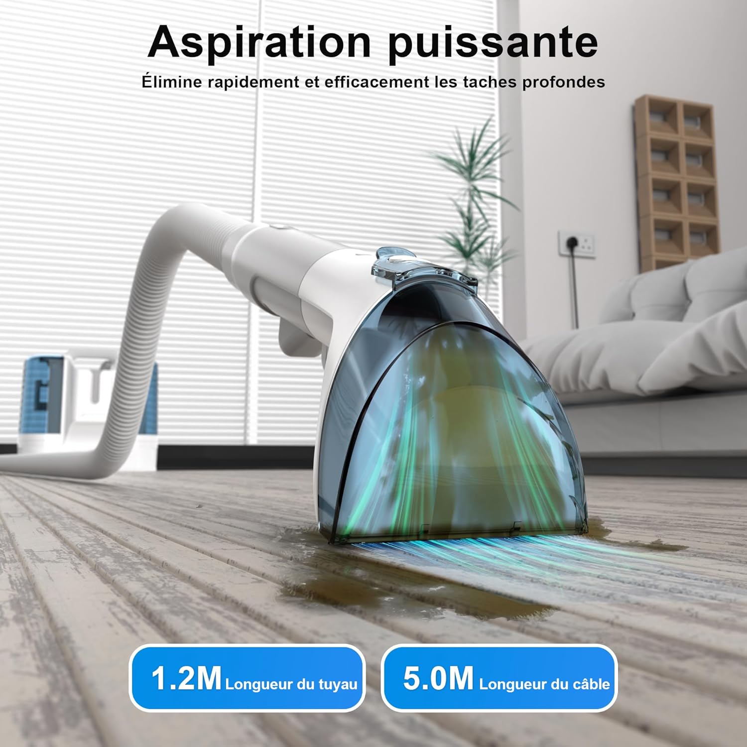 Shampouineuse nettoyeur tissu 450W, injecteur, extracteur puissant