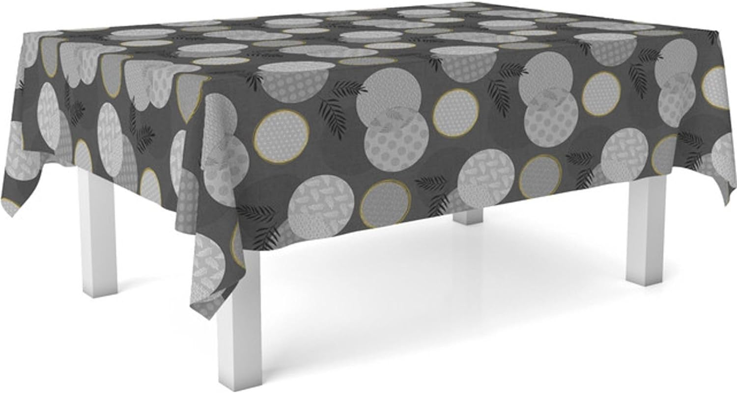 Nappe en toile cirée - modèle Lens Noir - ronde 140 cm - anti-taches, imperméable, facile à entretenir