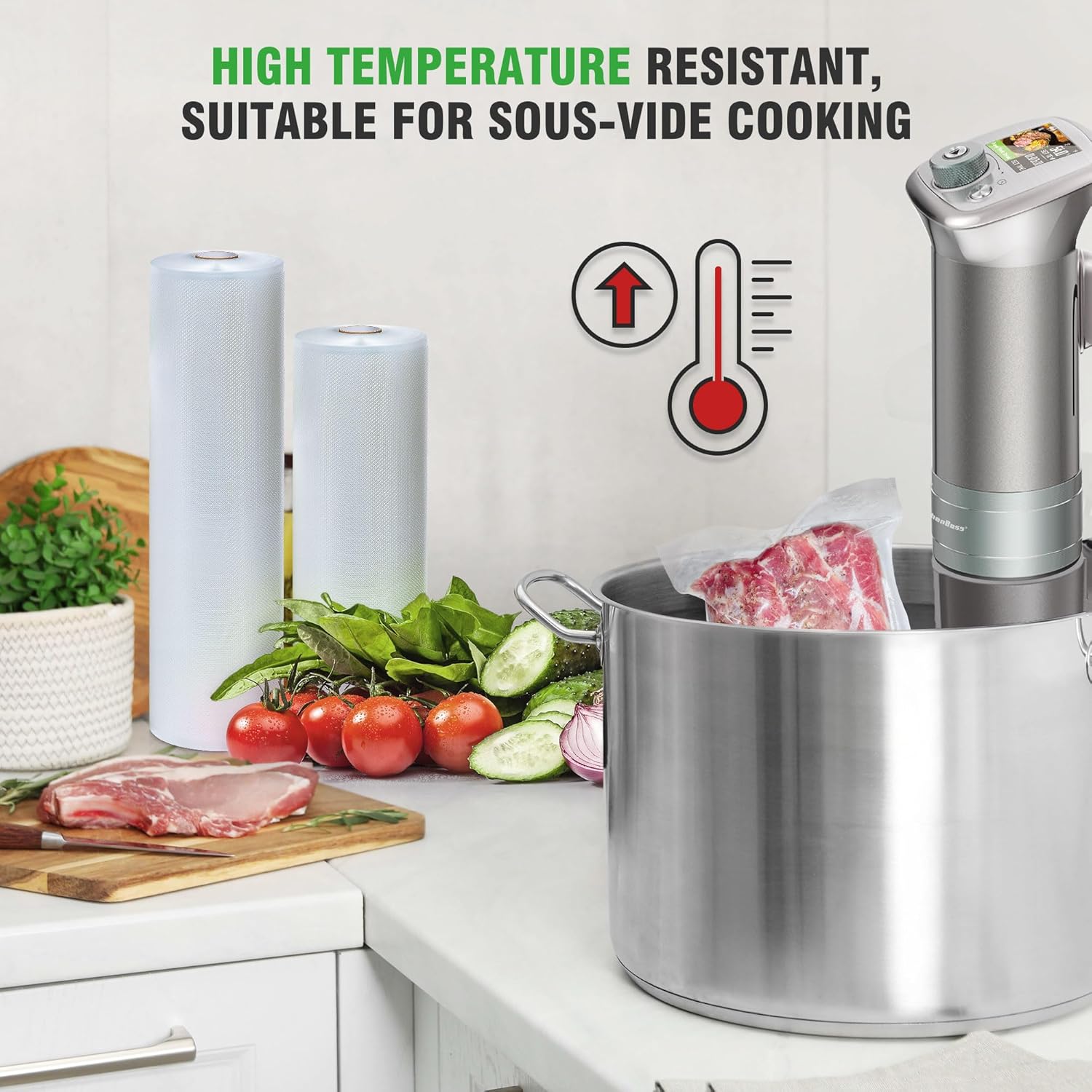 KitchenBoss - rouleaux sous vide 28x300cm - lot de 6, cuisson et conservation