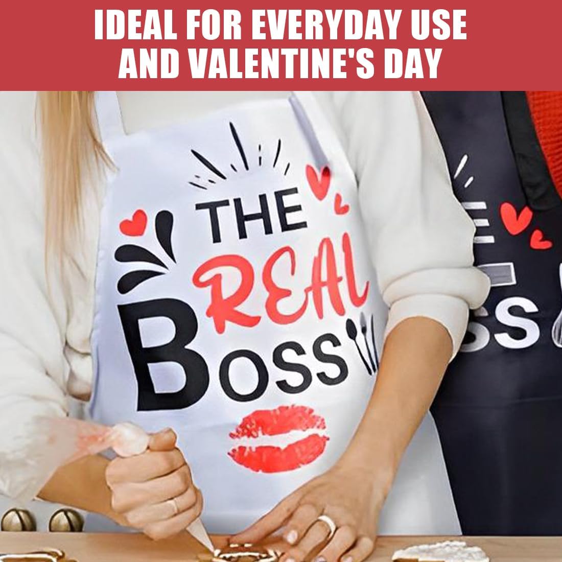 Tablier cuisine couple - Mr & Mrs Right - réglable - cadeau mariage, crémaillère