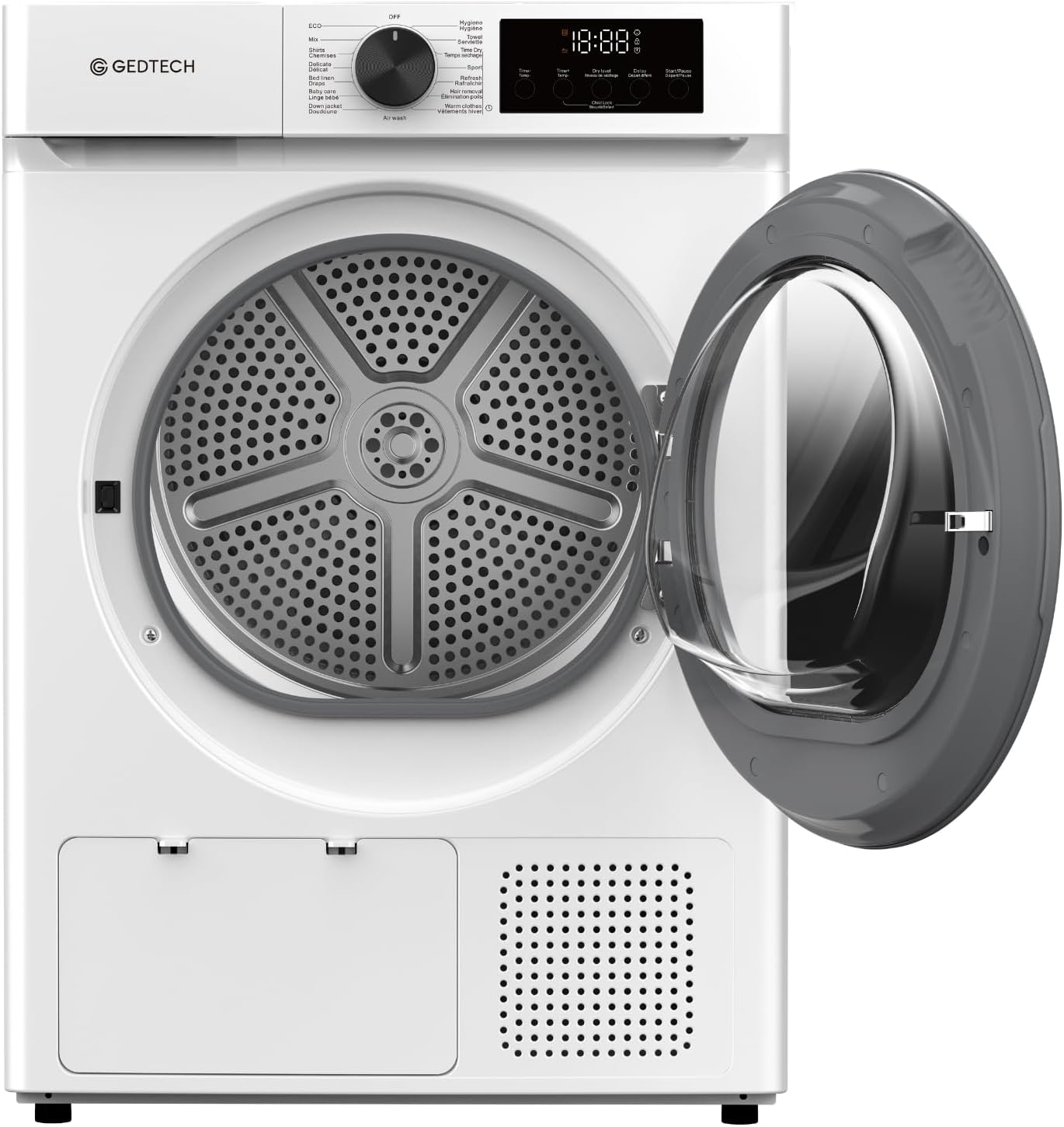 GEDTECH - sèche-linge pompe à chaleur - 60cm - 10kg, 16 programmes, départ différé - SLHPE