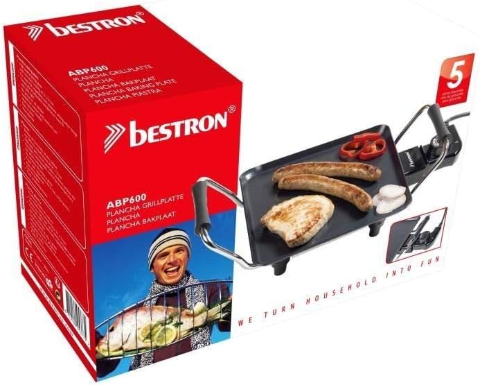 Bestron - Plancha électrique - compact - anti-adhésif, réglage température, 2 personnes