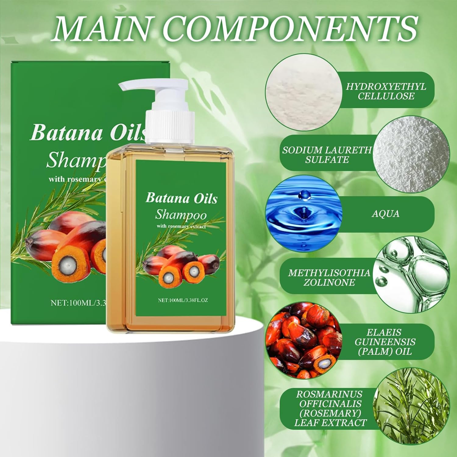 Shampoing à l'huile de Batana - extrait romarin - nutrition, hydratation - tous types de cheveux