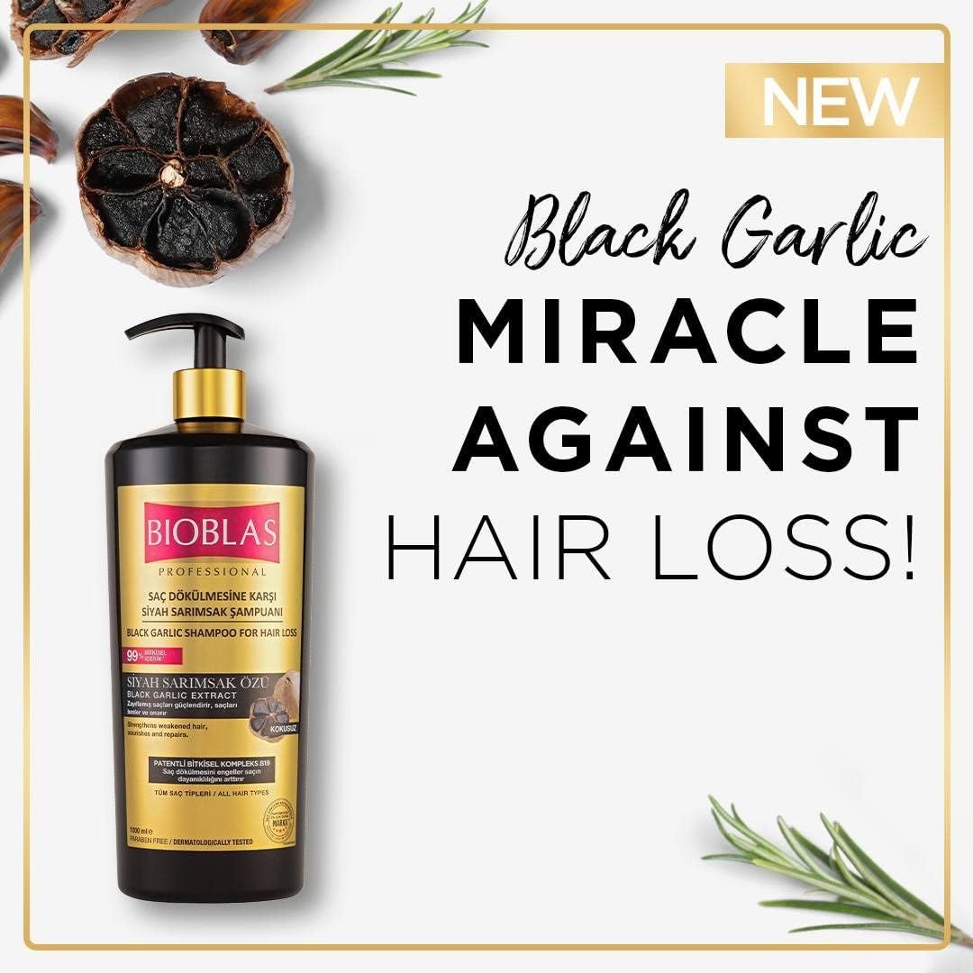 Bioblas - Shampoing à l’ail noir et ail - 1000ml + 500ml - fortifiant et revitalisant