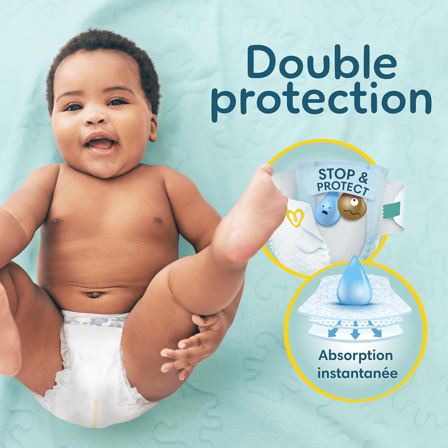 Pampers - Premium Protection taille 2 - 4-8kg - 240 couches, double protection fuites et peau