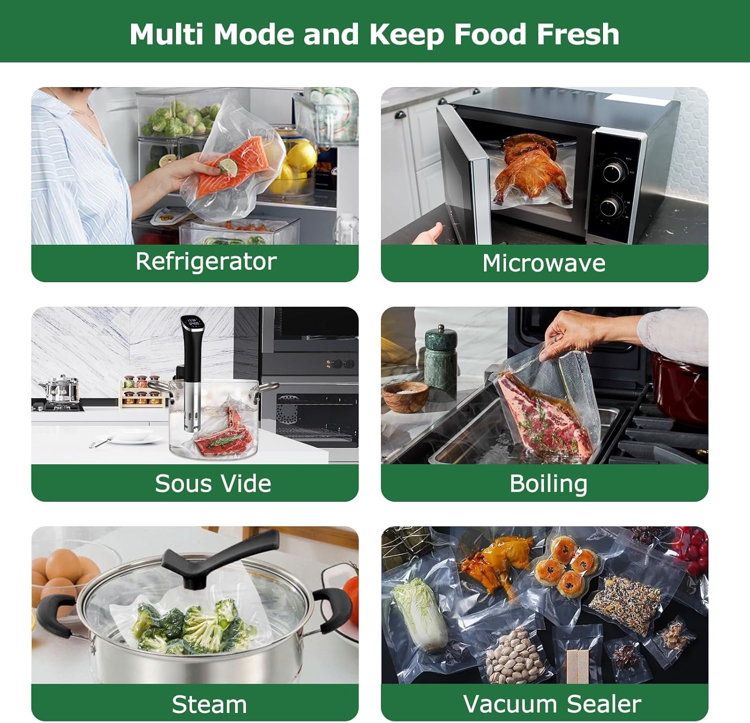 Bonsenkitchen - rouleaux sous vide - 28x600 cm et 20x600 cm - sans BPA, lot de 6 - TB06