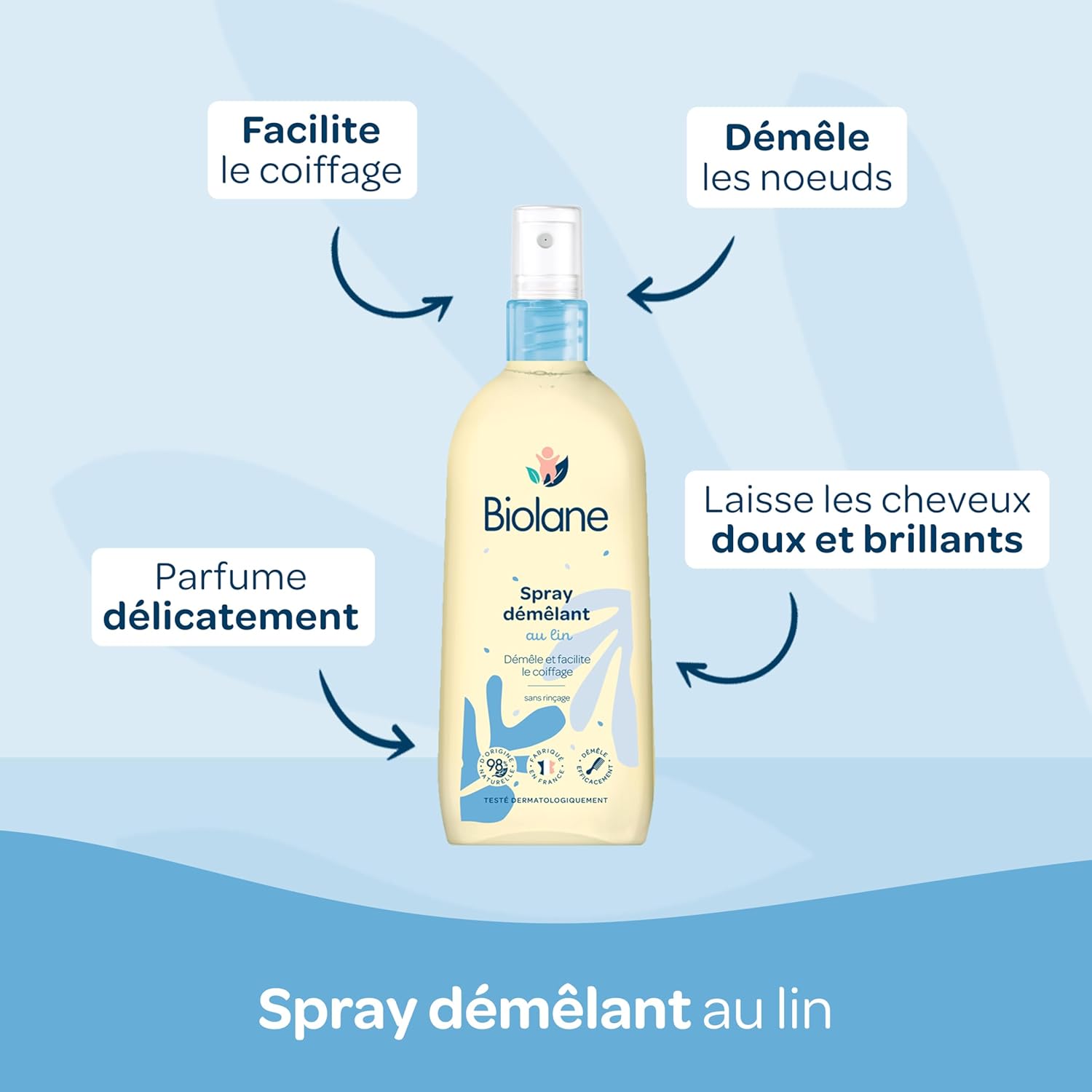 Biolane - Coffret Cheveux Démêlés - shampooing, spray, brosse douce - routine bébé, démêle en douceur, fabrication Franc