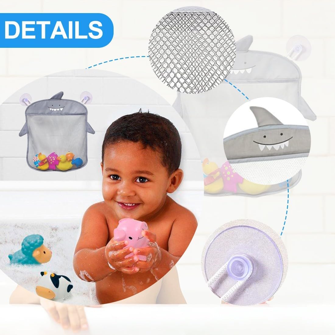 Filet de rangement jouet bain - rouge polyester - 1 unité, cordon serrage