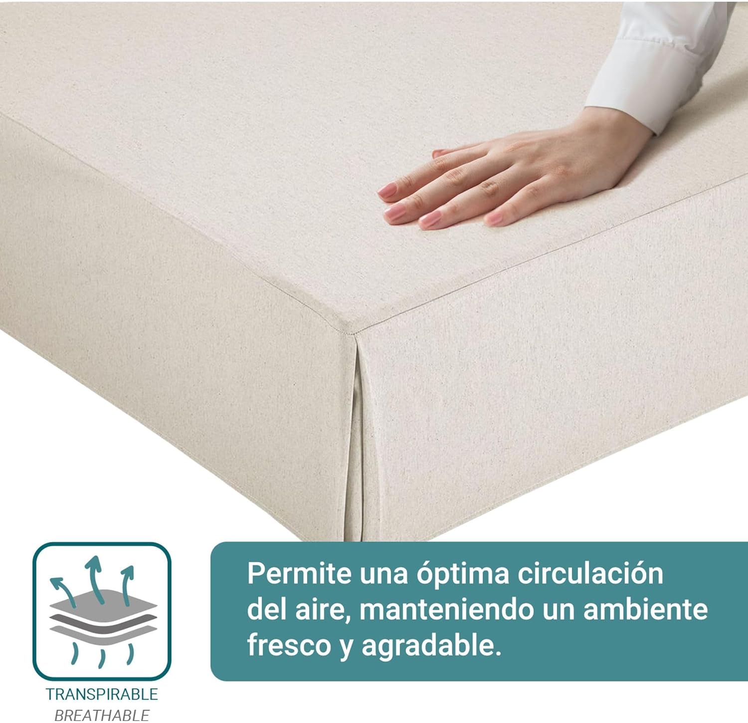 Housse de canapé - Taille jupon 80x190/200 cm - ivoire, antidérapante, respirante, fabrication Espagne