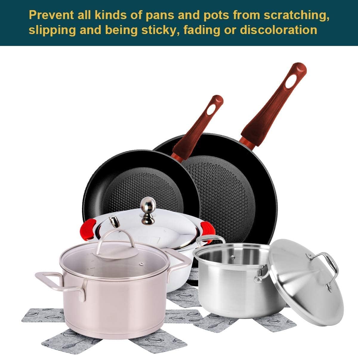 flintronic - Protection Casseroles & Poêles - 38cm - Lot 8 pièces, protège des rayures