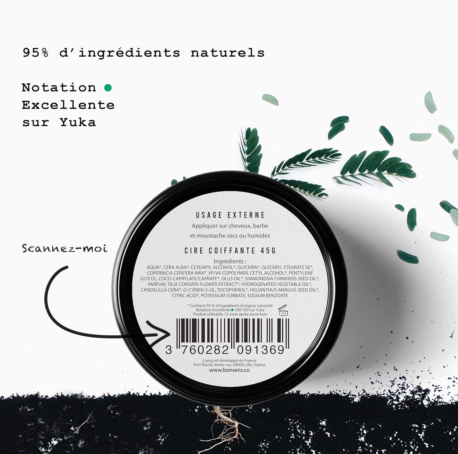 Cire pour cheveux homme - coiffante naturelle 45g - Fabriquée France