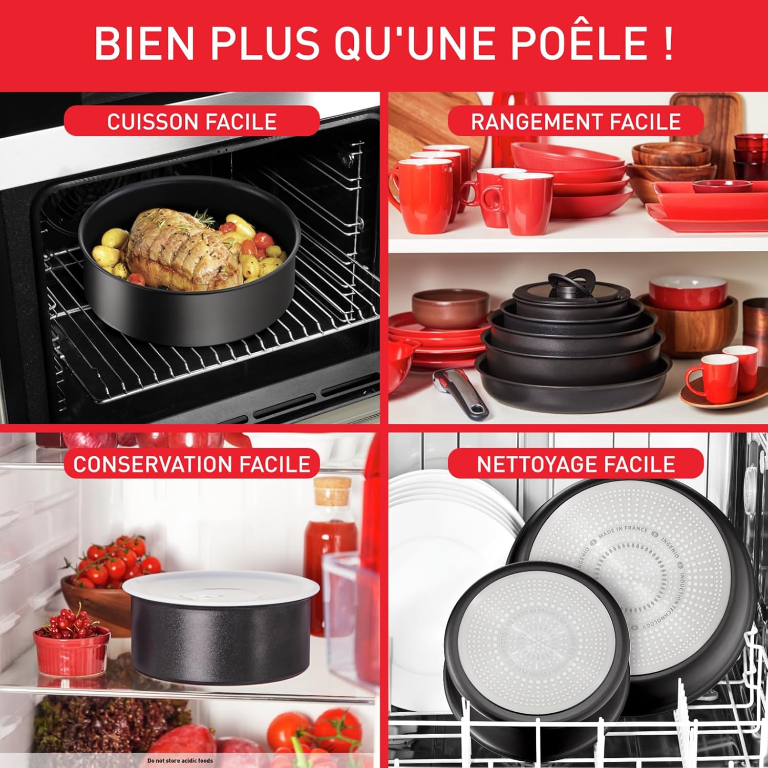 Tefal - Ingenio Easy On - Batterie cuisine 10 pcs, empilable, tous feux, L1599902