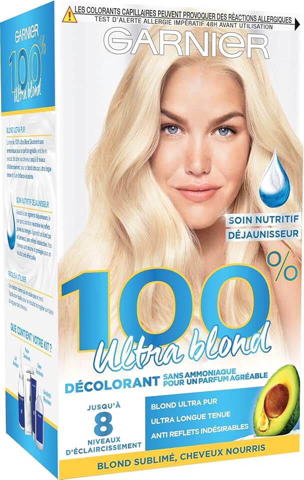 Garnier - Ultra Blond Kit - décoloration sans ammoniaque - éclaircissement maximal, effet anti-paille