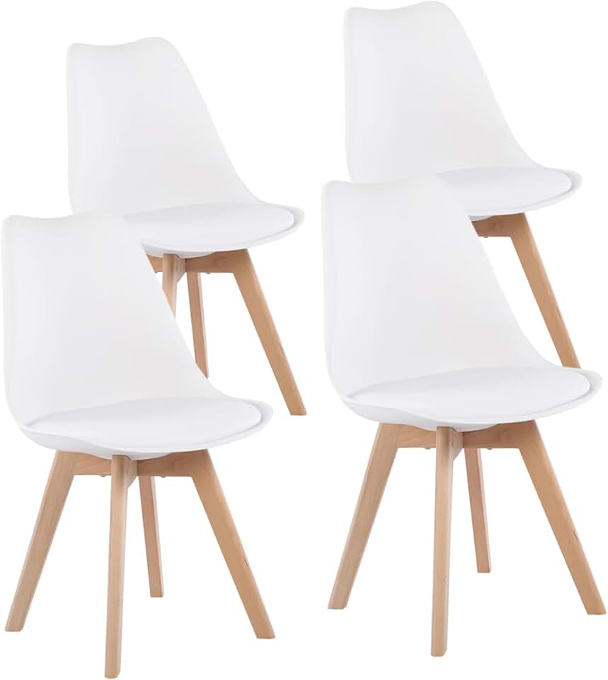 EGGREE - série scandinave - chaises 81x48x42 cm - assise rembourrée, pieds hêtre, lot de 4