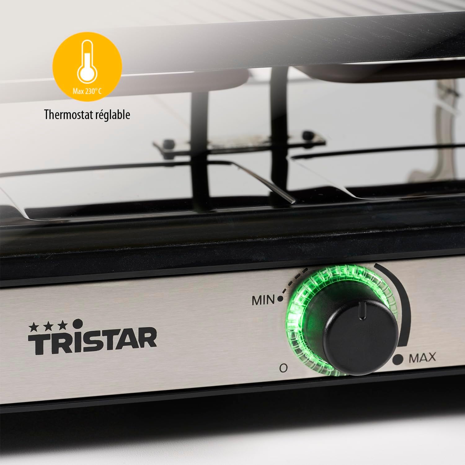 Tristar - Raclette 8 personnes, 42x23 cm, thermostat réglable, RA-2746