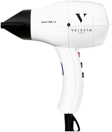 Velecta Paris - Sèche-cheveux série ICONIC - compact - 1700W, léger, TGR 1.7 Blanc